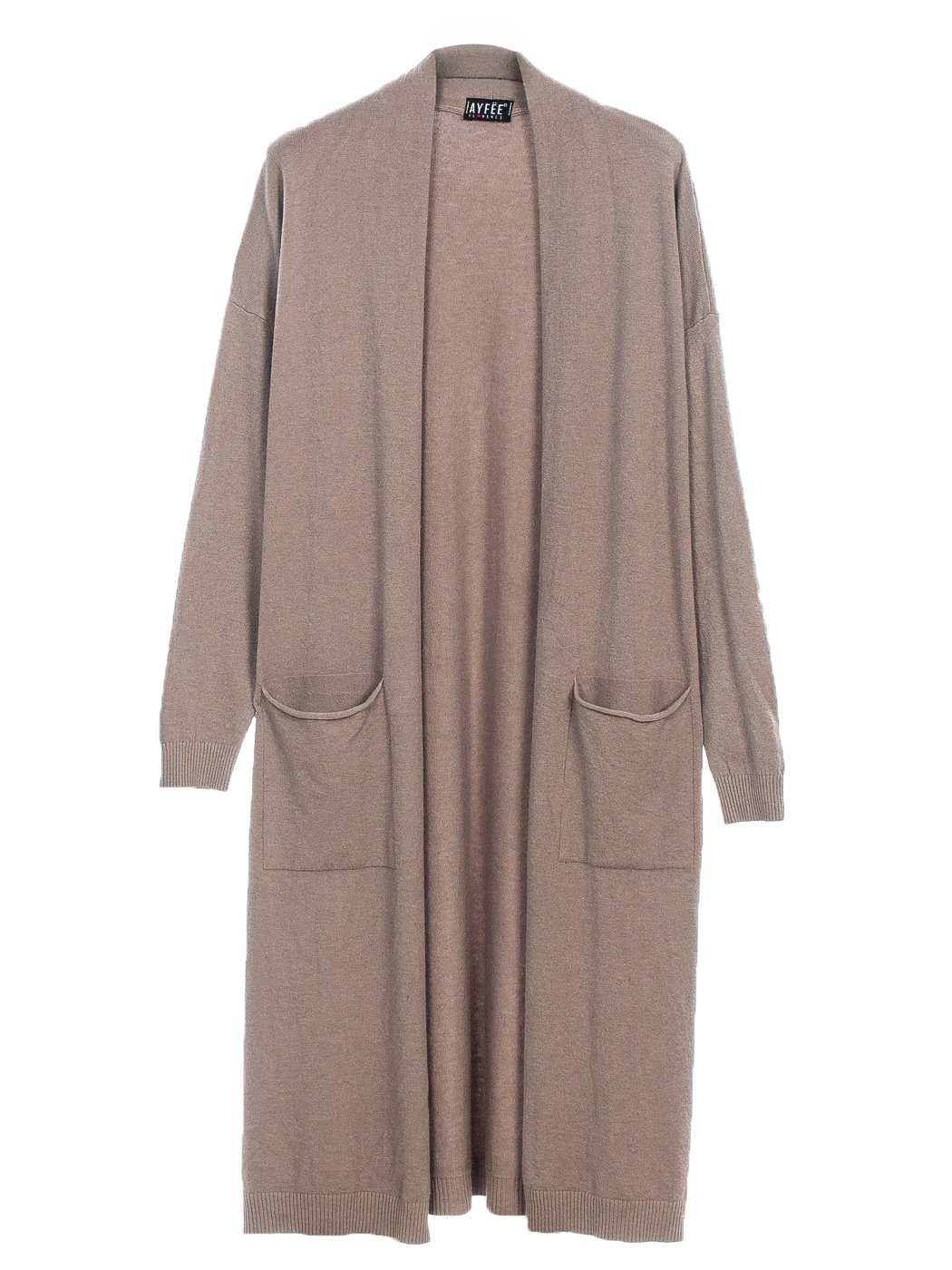 CARDIGAN IN MAGLIA CALATA CON TASCHE, TG UNICA - TAUPE